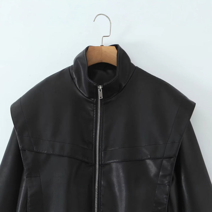 Damen modische Bikerjacke mit elastischen Bündchen Drune