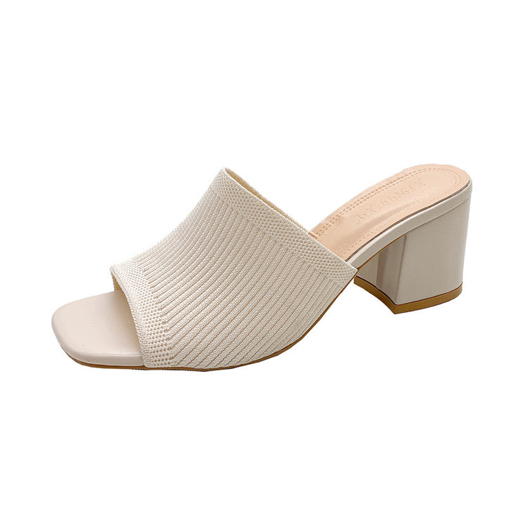 Damen Mules mit strukturiertem Obermaterial und stabilem Blockabsatz Drune