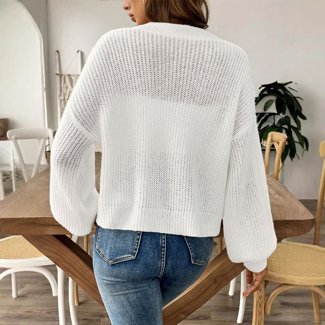 Damen lässige Strickjacke mit eleganter Knopfleiste und weitem Schnitt Drune