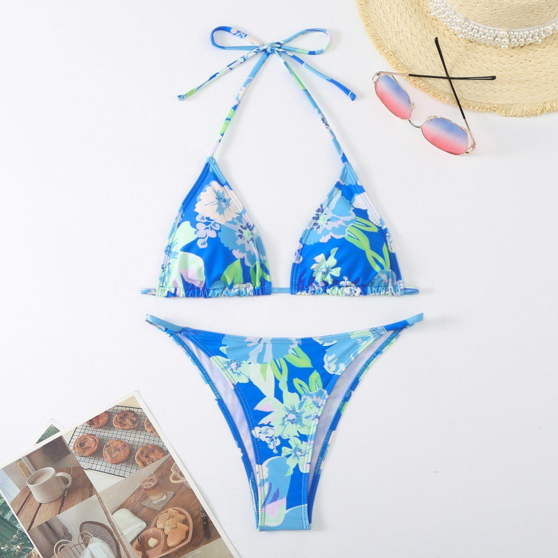 Damen Triangel-Bikini mit verspieltem floralem Design und verstellbaren Trägern Drune