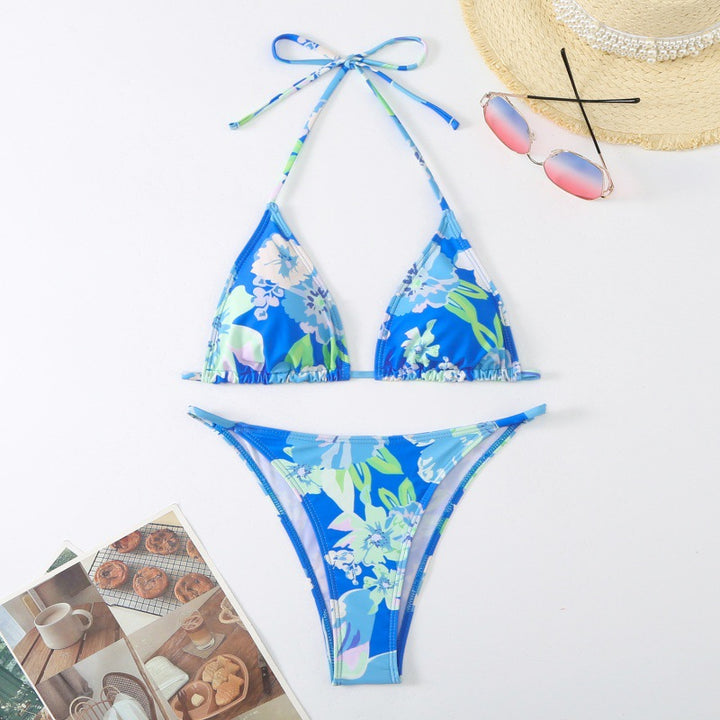 Damen Triangel-Bikini mit verspieltem floralem Design und verstellbaren Trägern Drune