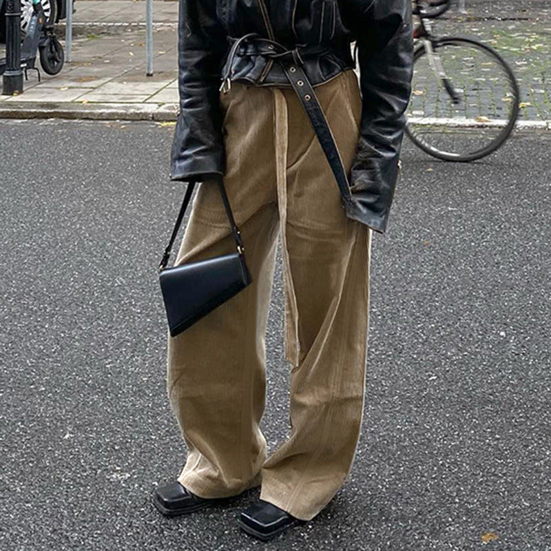 Damen Weit geschnittene Cordhose mit Taillengürtel und angenehmem Tragegefühl Drune