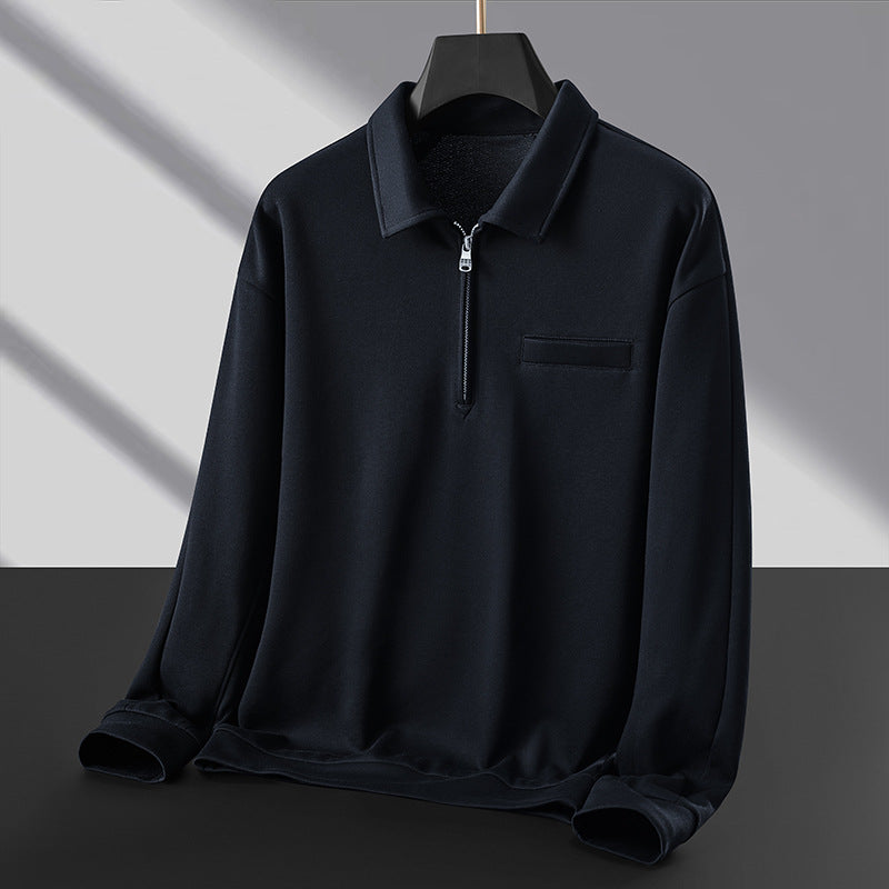 Herren Polo‑Sweatshirt mit halbem Reißverschluss und wärmendem Fleece-Innenfutter Drune