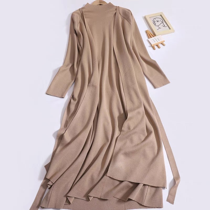 Damen eleganter Longmantel mit asymmetrischem Schnitt und hohem Kragen Drune