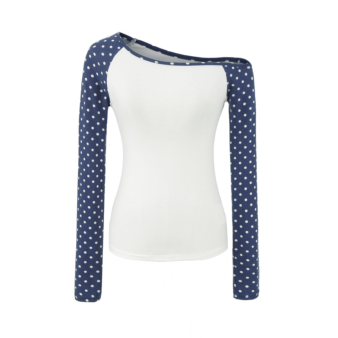 Damen Asymmetrisches Longsleeve mit Polka-Dot Raglanärmeln Drune