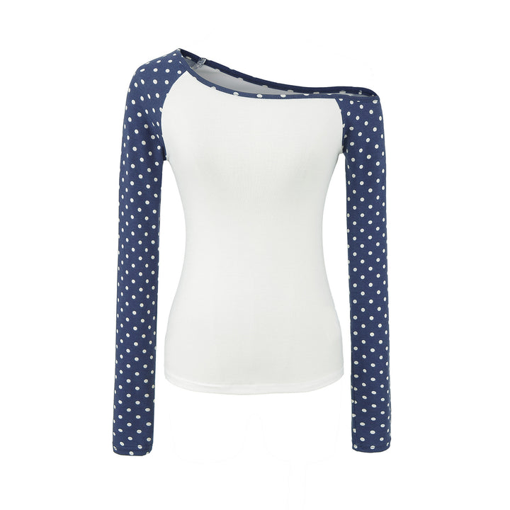 Damen Asymmetrisches Longsleeve mit Polka-Dot Raglanärmeln Drune