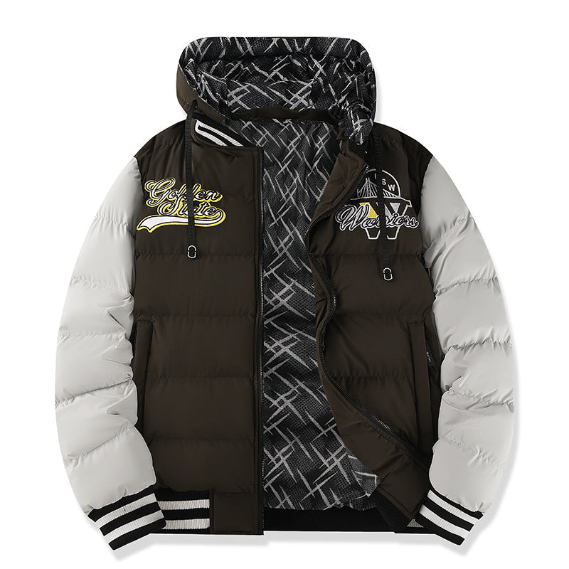Herren Modische Steppjacke mit hohem Kragen und kontrastierenden Akzenten Drune