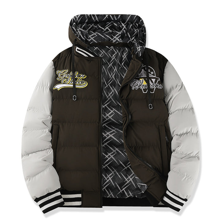 Herren Modische Steppjacke mit hohem Kragen und kontrastierenden Akzenten Drune