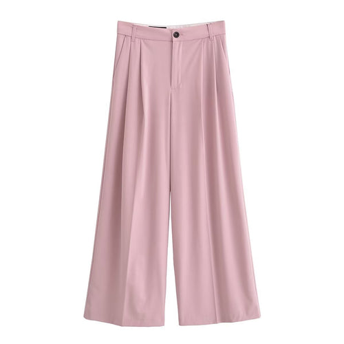 Damen Weite Bundfaltenhose im Palazzo‑Stil mit hoher Taille Drune