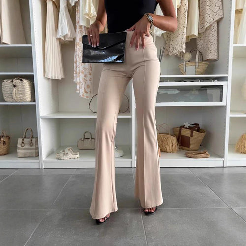 Damen Elegante Flared-Hosen mit hohem Bund und figurschmeichelndem Schnitt Drune