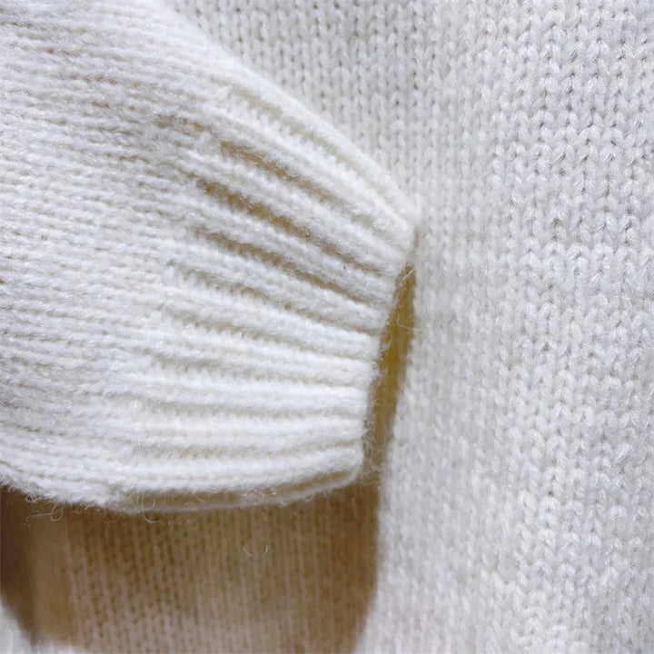 Damen Gemütlicher Strickpullover mit auffälligem Schriftzug Drune