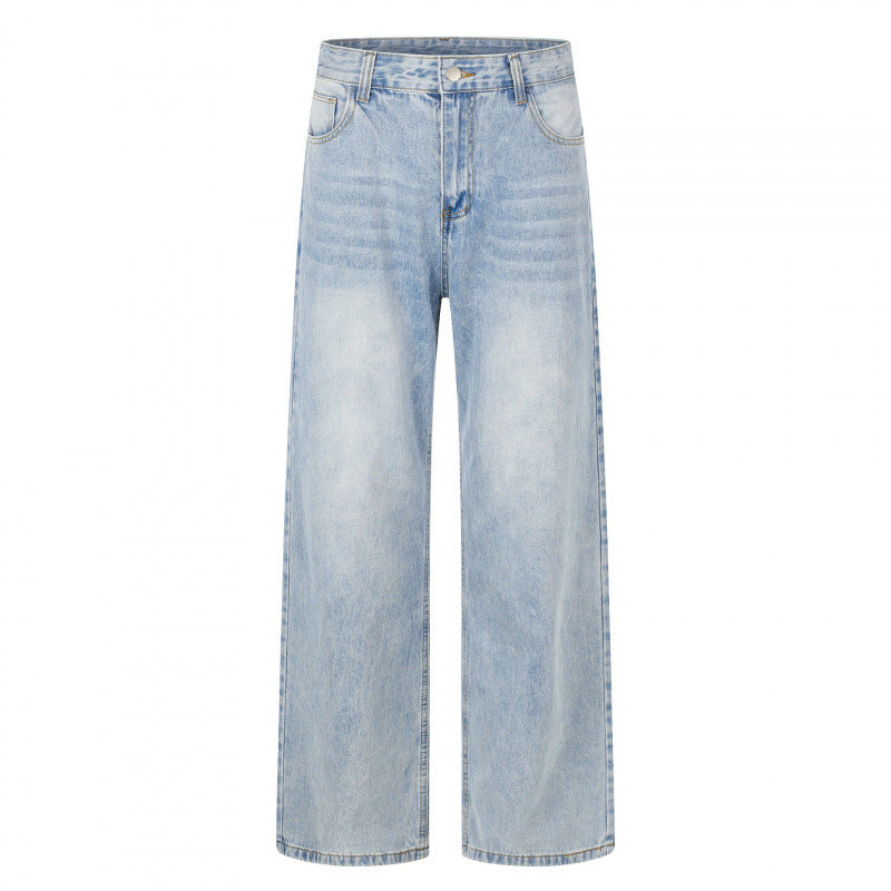 Damen Hochgeschnittene weite Jeanshose mit weitem Bein, Vintage‑Waschung und klassischem Taschen‑Design Drune