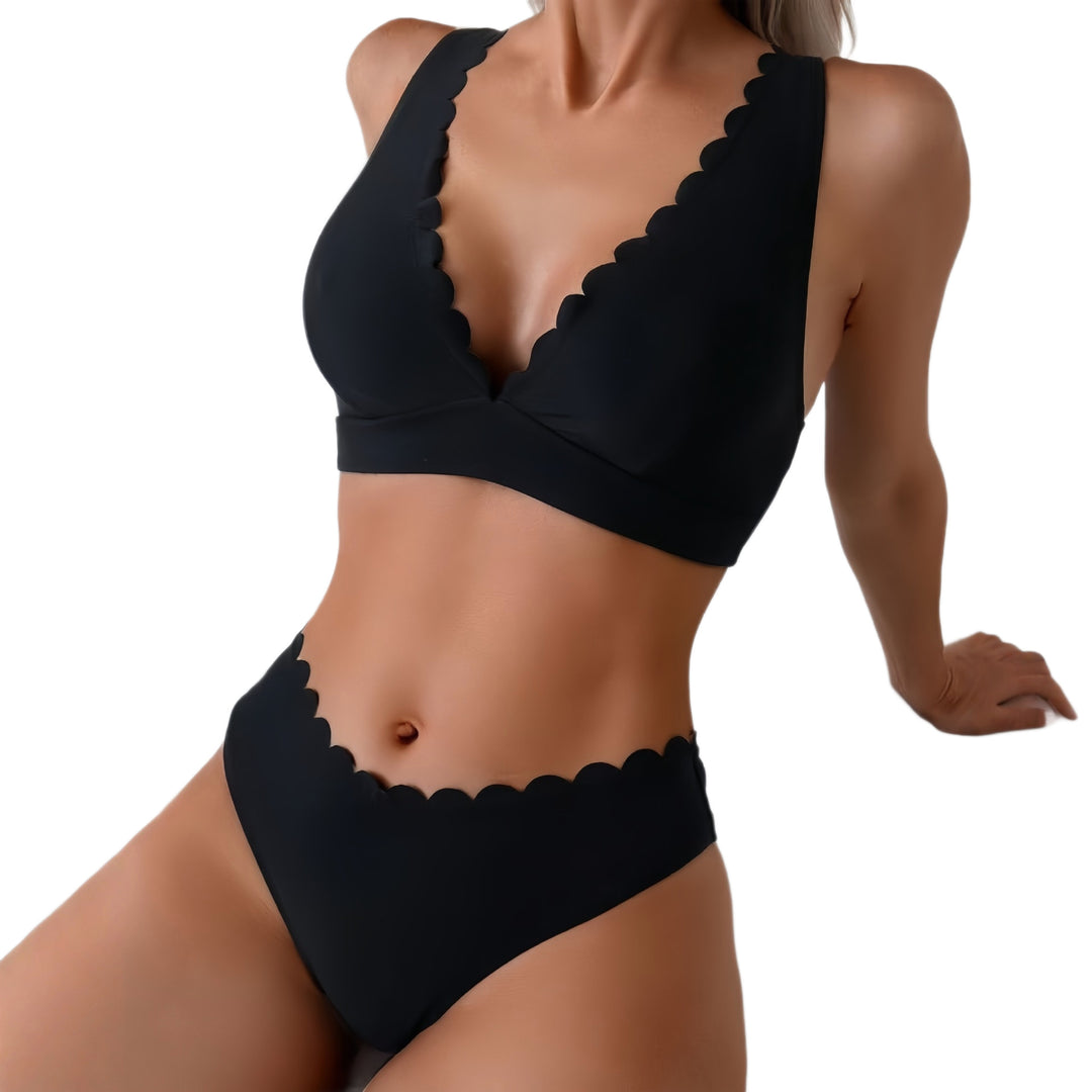Damen Eleganter Bikini mit Wellenkante Drune