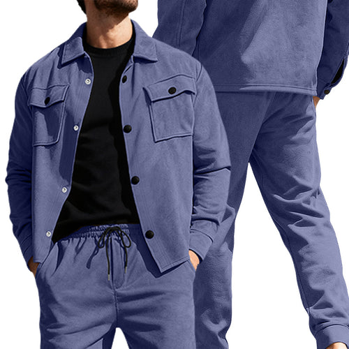 Herren nan Shirtjacke mit Pattentaschen und gerade geschnittene Chinohose Drune