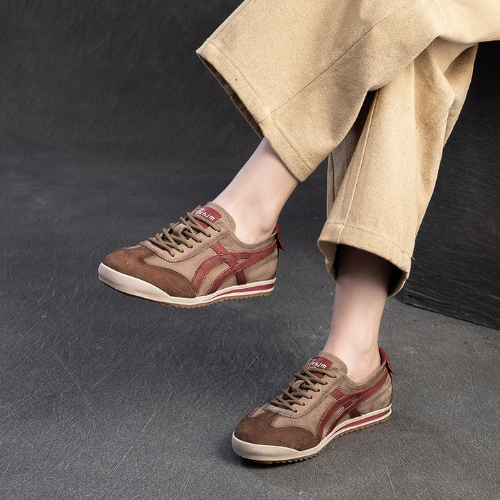 Damen Retro-Style Sneaker mit Premium-Leder und bequemer Sohle Drune