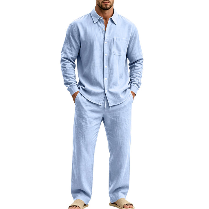 Herren entspanntes Leinen-Hemd und weite Loungewear-Hose Drune