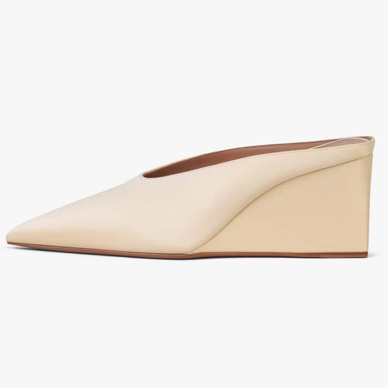 Damen Chic Pointed-Toe Wedge Mules mit schlankem Design Drune