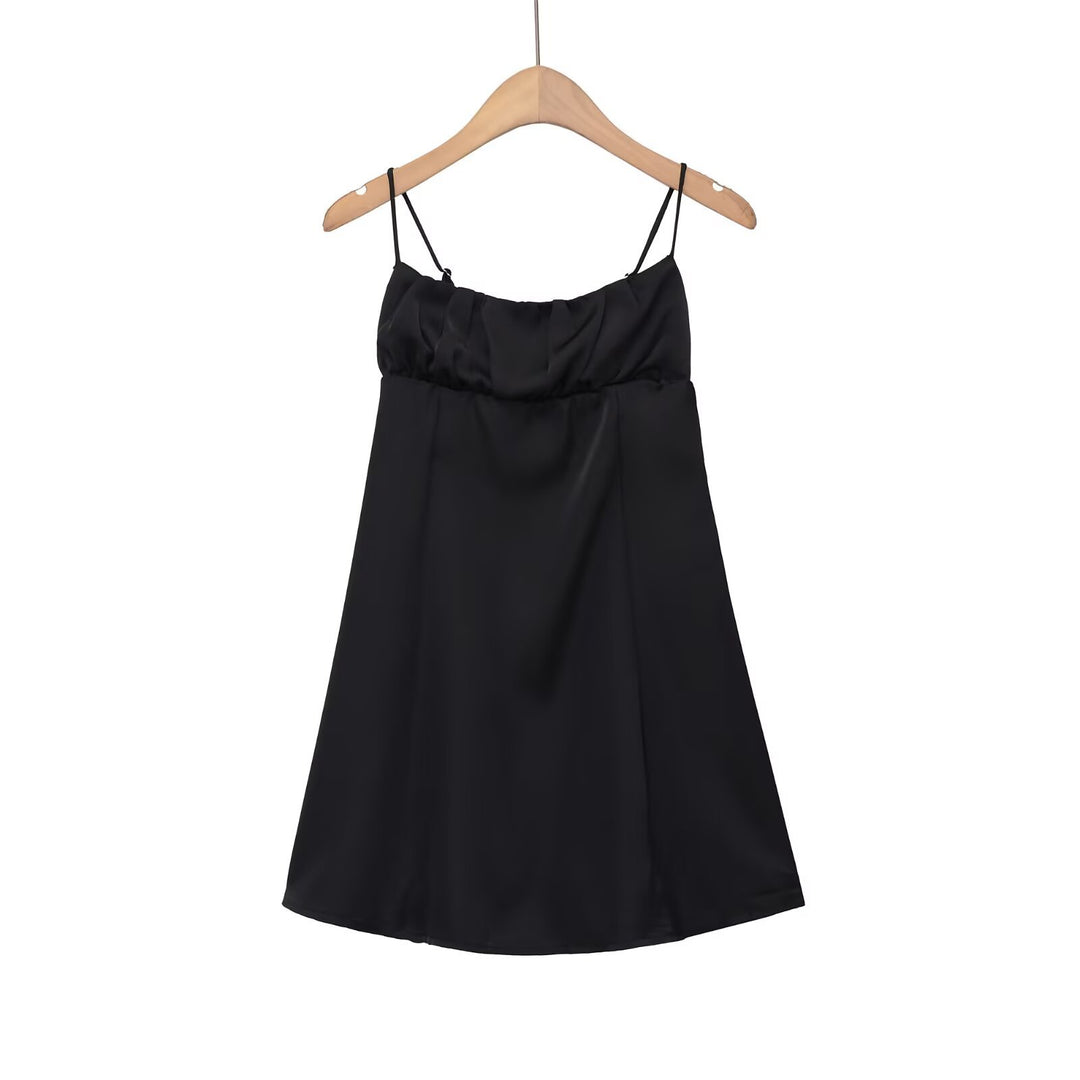 Damen Spaghettiträgerkleid mit elegantem Volant und raffiniertem Schnitt Drune