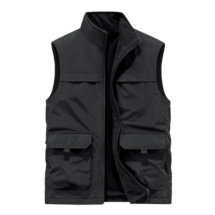 Herren Wattierte Utility-Weste mit Fleece-Innenfutter, Mehrfach-Taschen und Stehkragen Drune