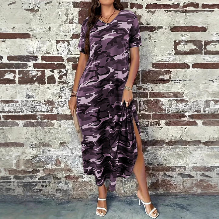 Damen Maxikleid mit lässigem Camouflage-Design und praktischen Taschen Drune