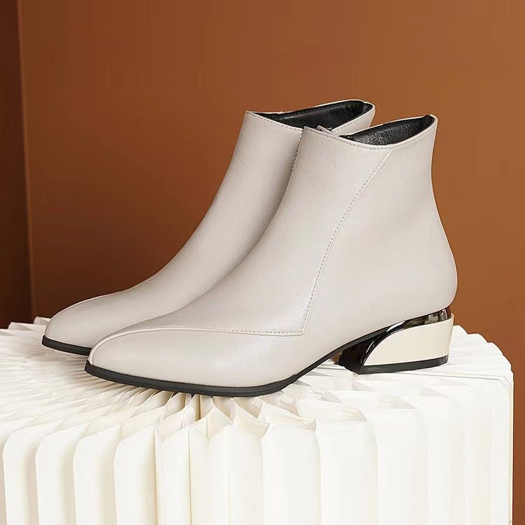 Damen knöchelhohe Stiefelette mit geometrischem Blockabsatz Drune
