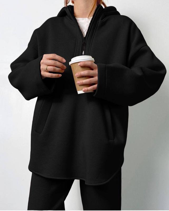 Damen lässiger Hoodie mit hochwertigem Reißverschluss und elastichem Bund Drune