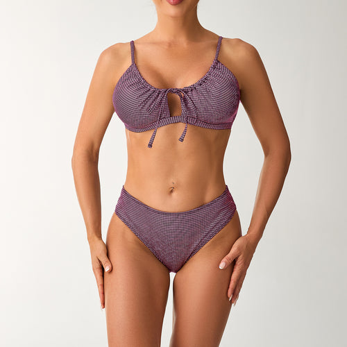 Damen Hochgeschnittener Bikini mit verspieltem Schlüssel-Ausschnitt Drune