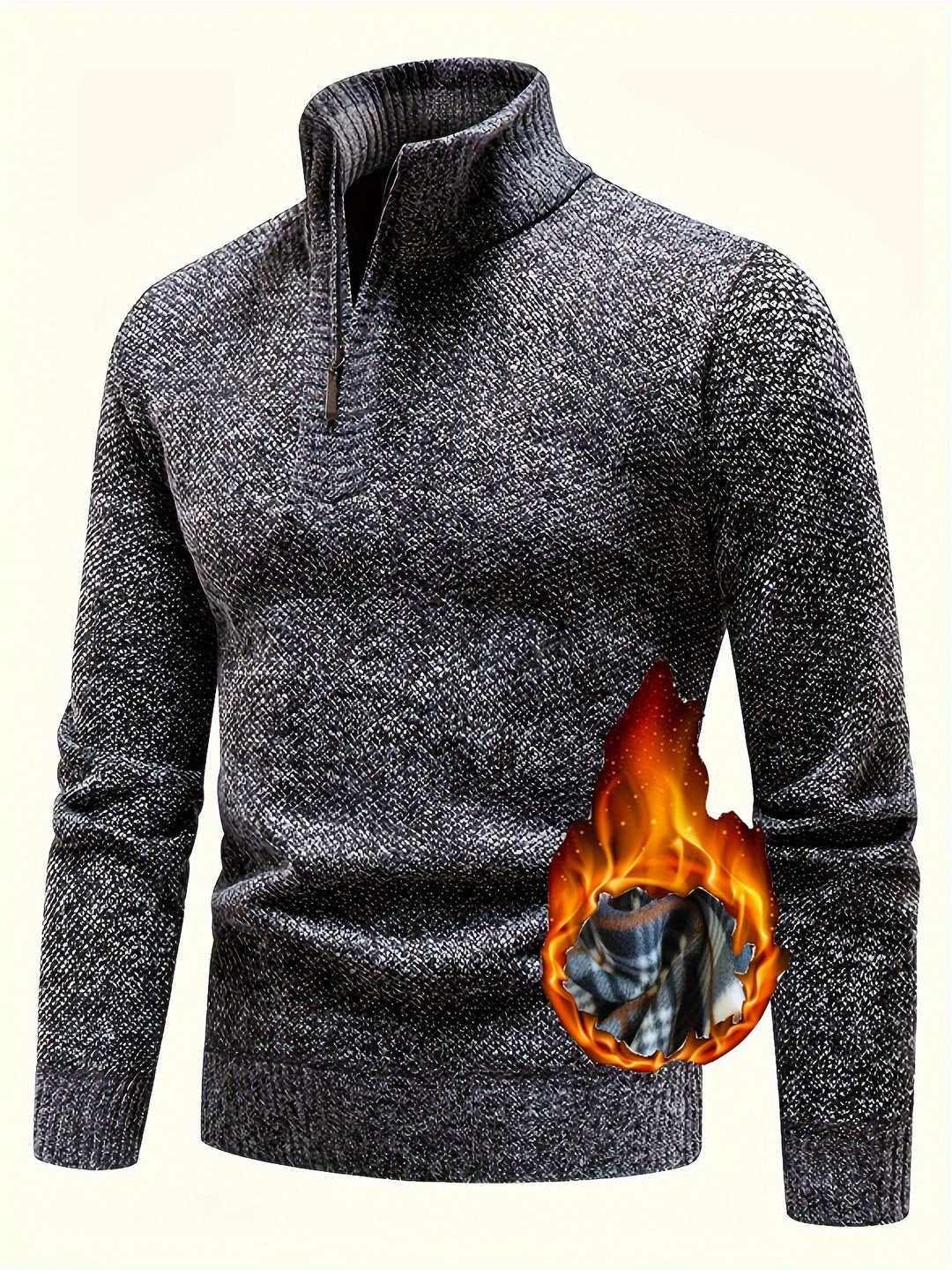 Herren Thermo-Strickpullover mit Stehkragen und Halbzip Drune