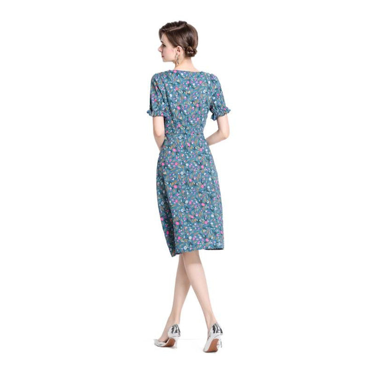 Damen Midikleid mit floralem Druck und seitlichem Schlitz Drune