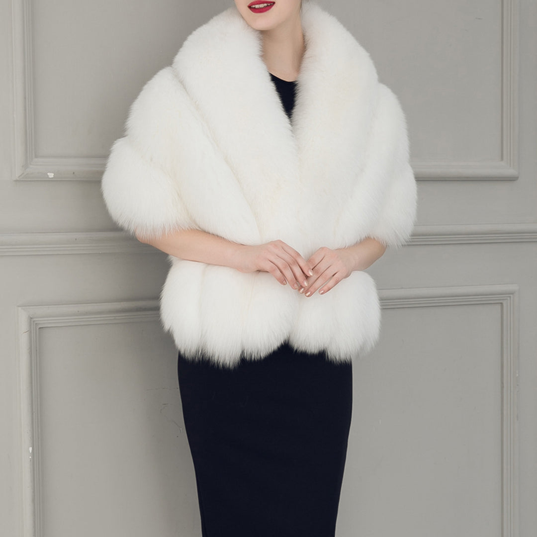Damen luxuriöser Eleganter Kunstpelz-Cape Drune