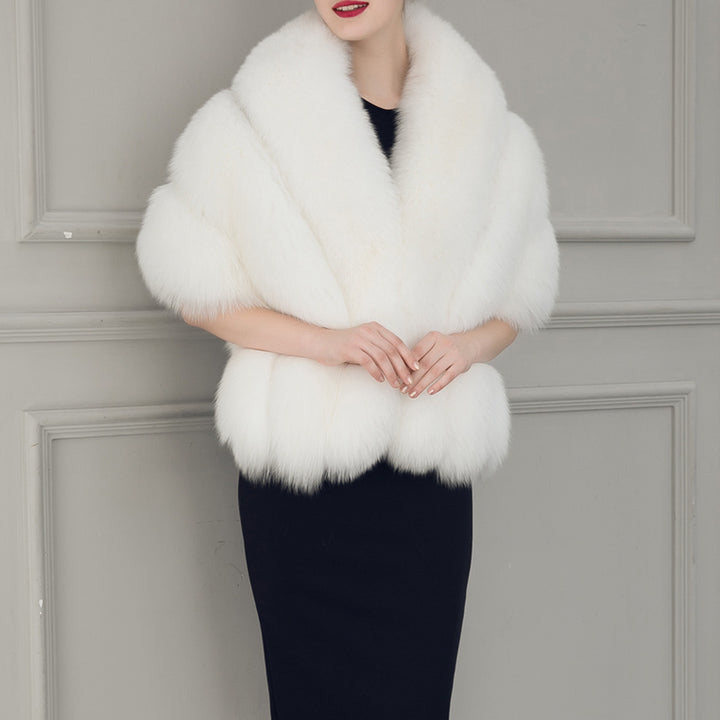 Damen luxuriöser Eleganter Kunstpelz-Cape Drune