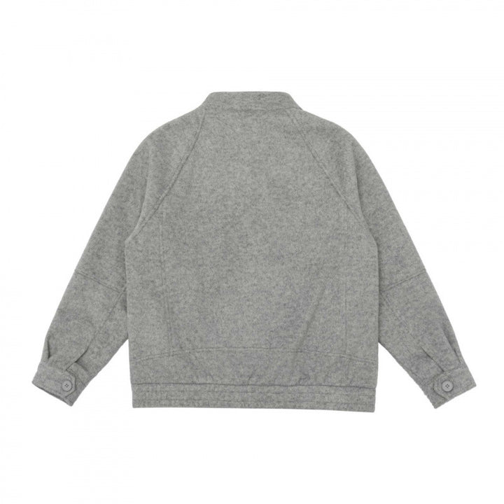 [Unisex] Boxy Wollmix-Zipjacke im Overshirt‑Stil mit kurzem Stehkragen Drune