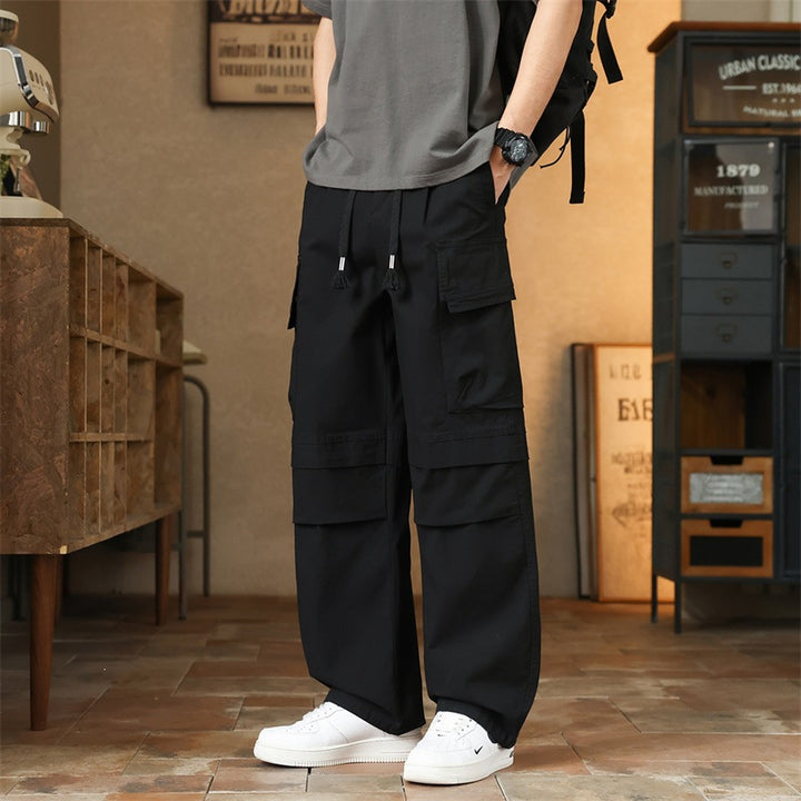 Herren Weite Tech-Cargo-Hose mit elastischem Tunnelzugbund und multifunktionalen Klapptaschen Drune