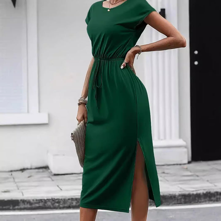 Damen Midi-Kleid mit elastischem Bund Drune