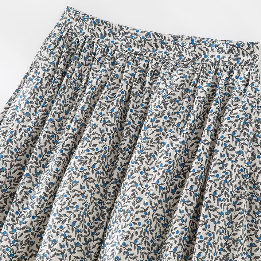 Damen Midirock mit Plissée‑Optik, gerafftem Bund und floralem Print Drune