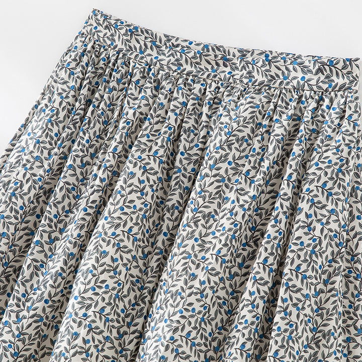 Damen Midirock mit Plissée‑Optik, gerafftem Bund und floralem Print Drune