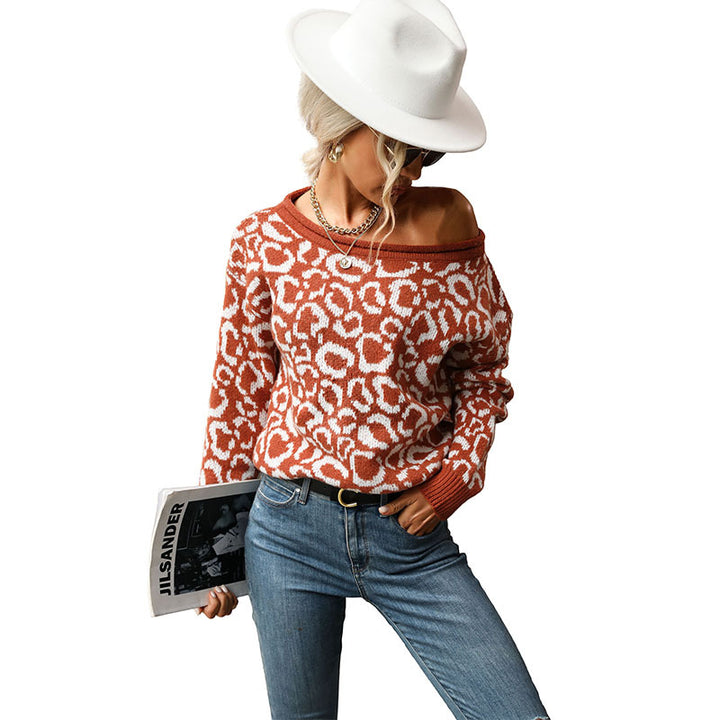 Damen Oversize-Feinstrickpullover mit Off-Shoulder und Animal-Jacquard Drune
