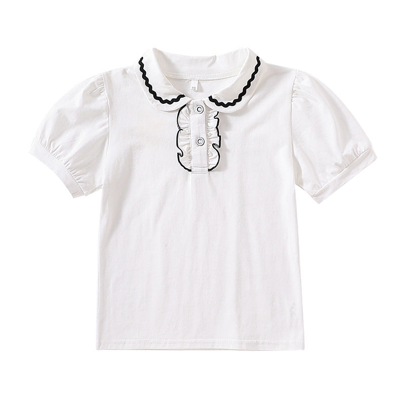 Damen T-Shirt mit dekorativem Rüschenausschnitt Drune