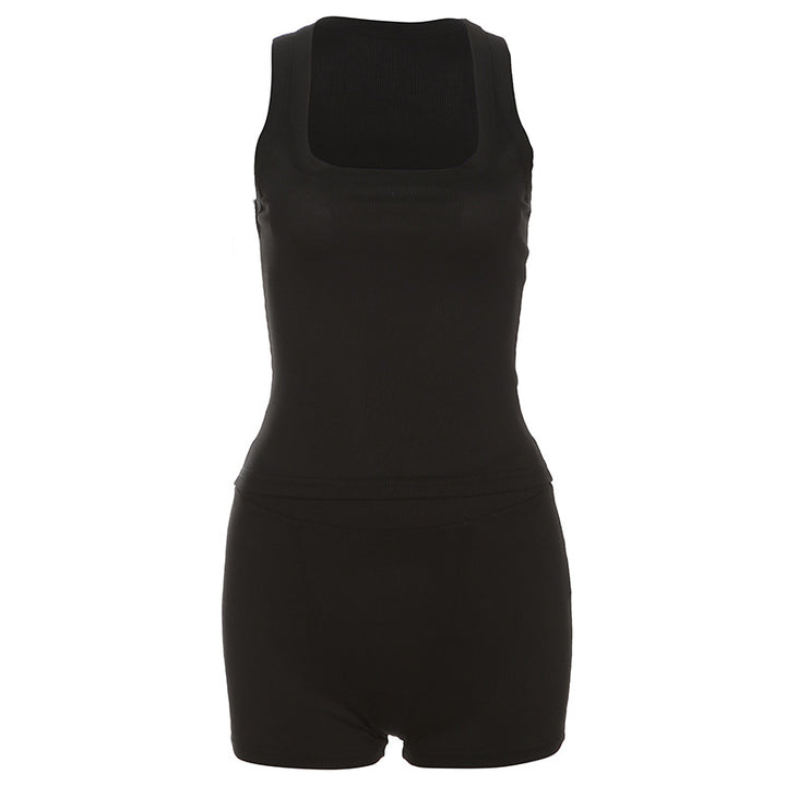 Damen Sportliches Loungewear-Set mit ärmellosem Oberteil und Shorts Drune