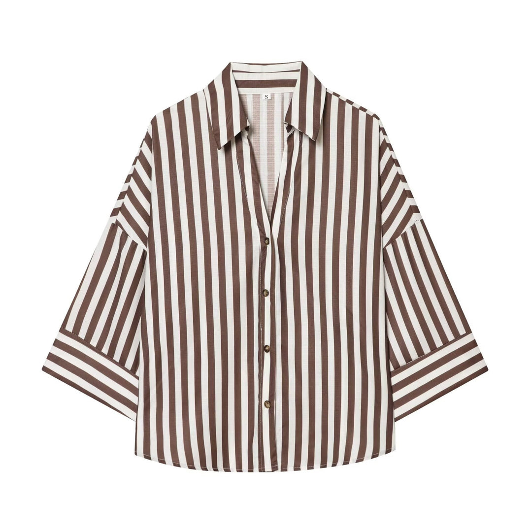 Damen Hemdblusenshirt mit lässigem Schnitt und eleganten 3/4-Ärmeln Drune