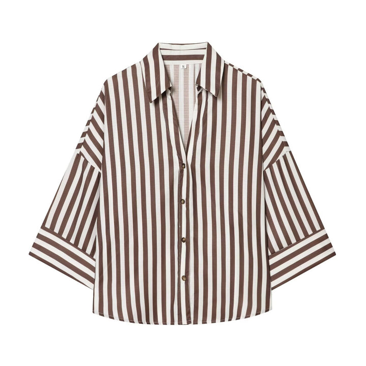 Damen Hemdblusenshirt mit lässigem Schnitt und eleganten 3/4-Ärmeln Drune