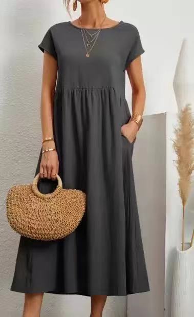 Damen Midikleid mit lässigem Schnitt und seitlichen Taschen Drune