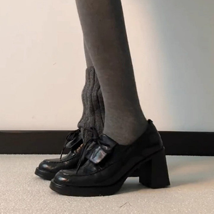 Damen elegante Schnürschuhe mit Blockabsatz Drune