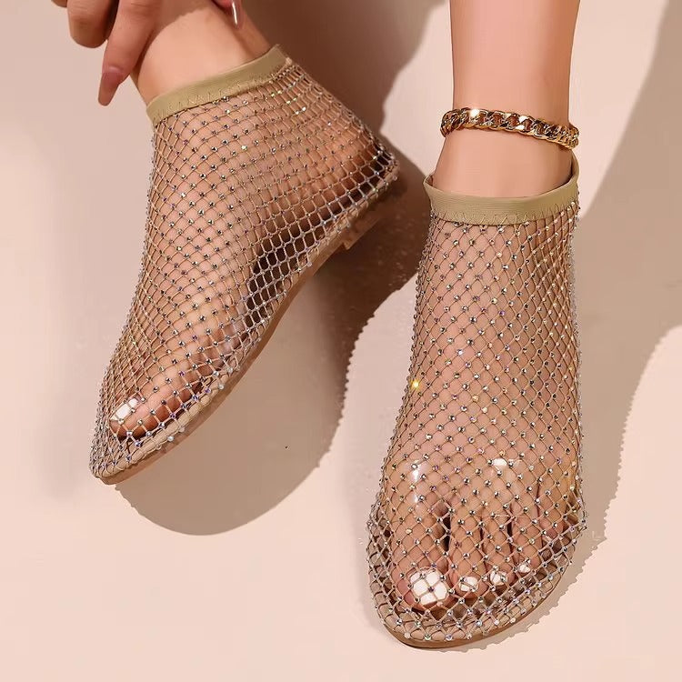 Damen transparente Ballerinas aus Netzmaterial Drune