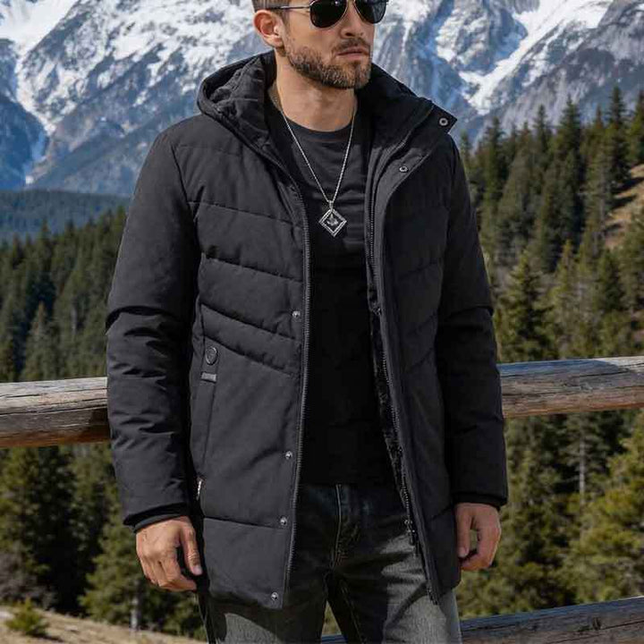 Herren Praktische Winterjacke mit Kapuze und edlen Steppdetails Drune
