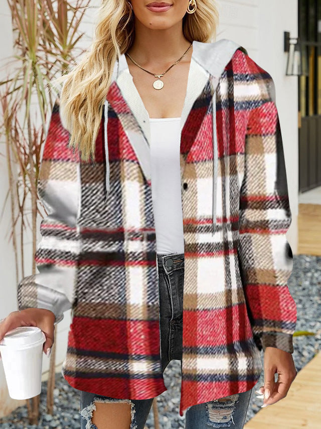 Frauen Oversized Hoodie mit Druckknopfverschluss und Kontrastbesatz Drune