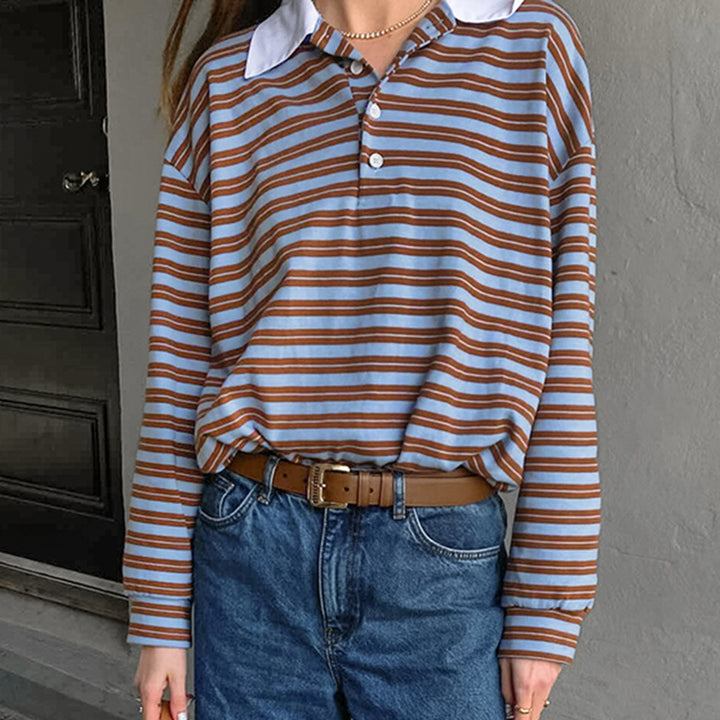 Damen Polo-Shirt mit gestreiftem Design Drune