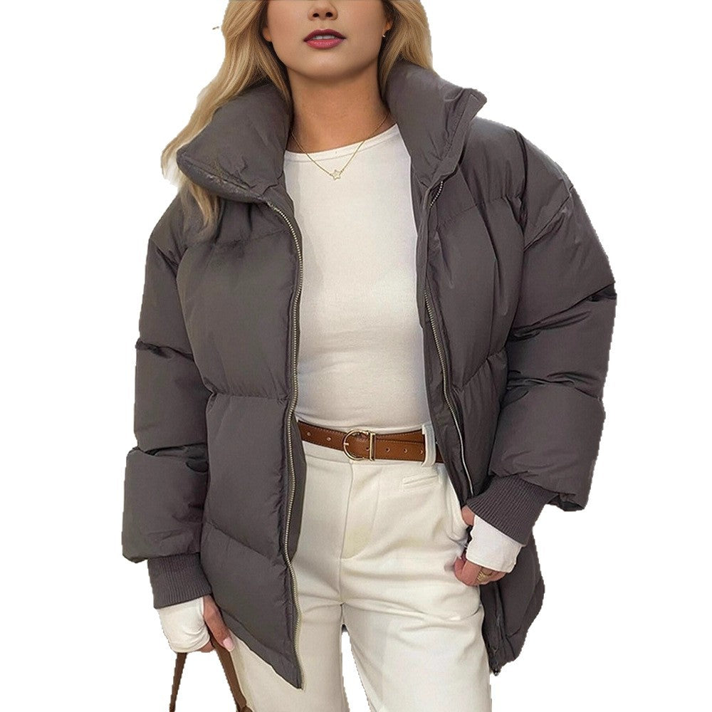 Damen Kurze taillierte Pufferjacke mit Rippbündchen und hohem Stehkragen Drune