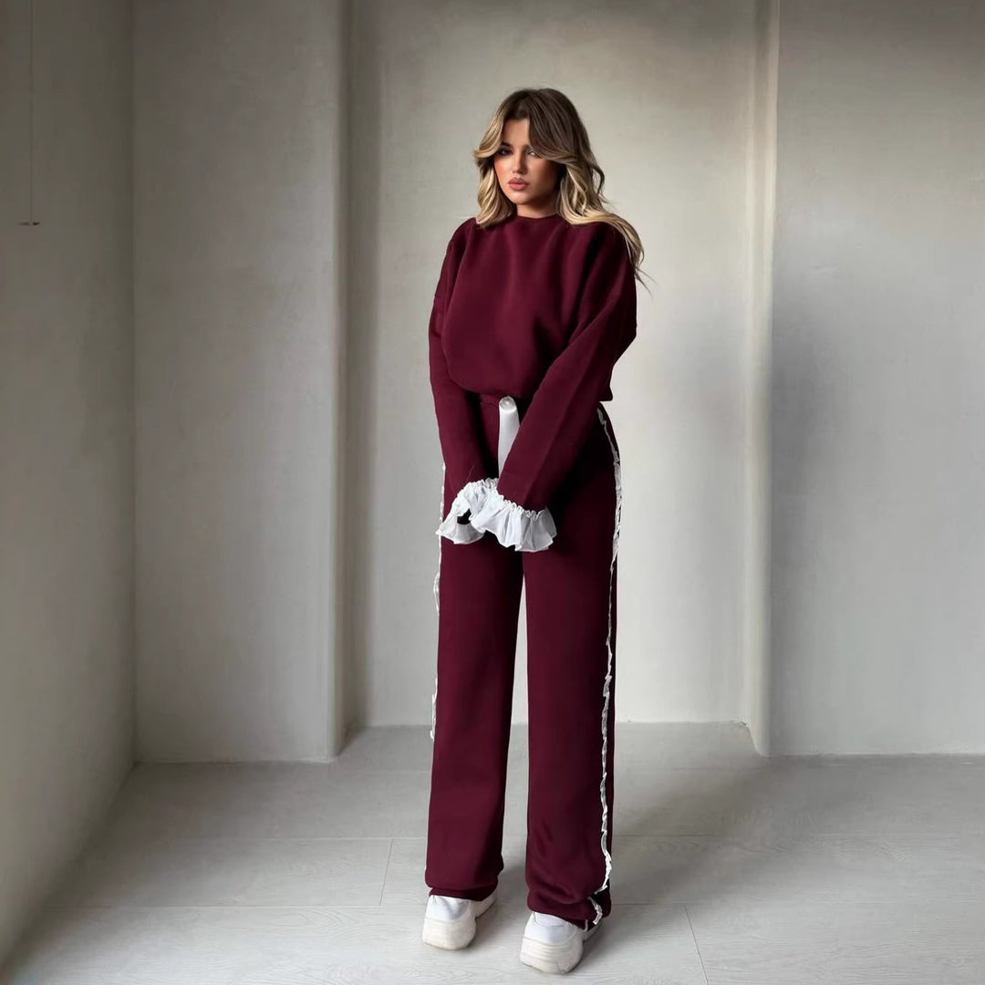 Damen modisches Lounge-Set mit hohen Rüschendetails