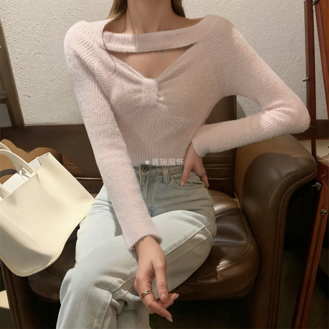 Damen Elegantes Strickoberteil mit modischem Cut-Out Drune